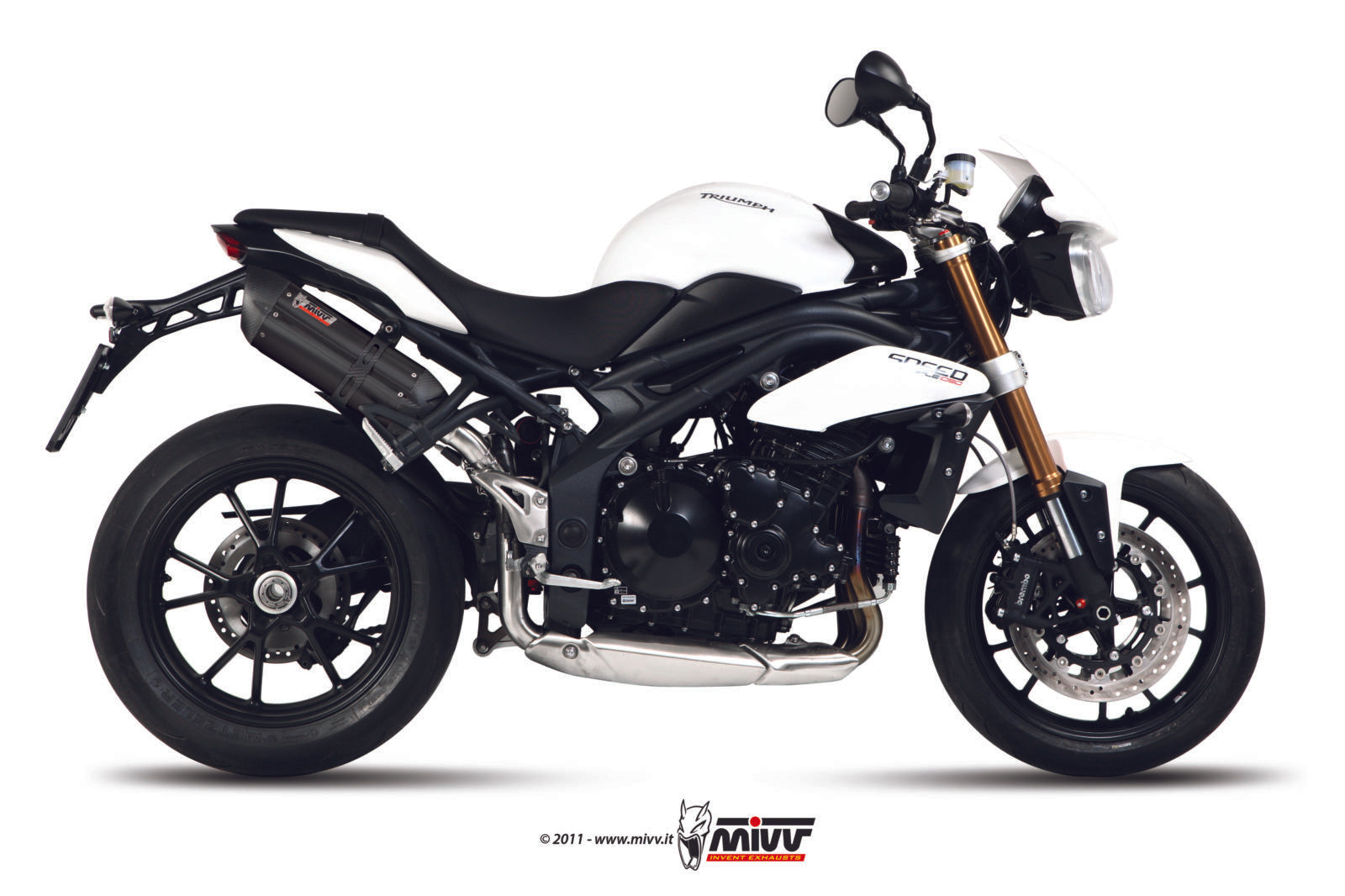 TERMINALI SCARICO INOX NERO MIVV SUONO TRIUMPH SPEED TRIPLE 1050 R/S/RS 2011-15