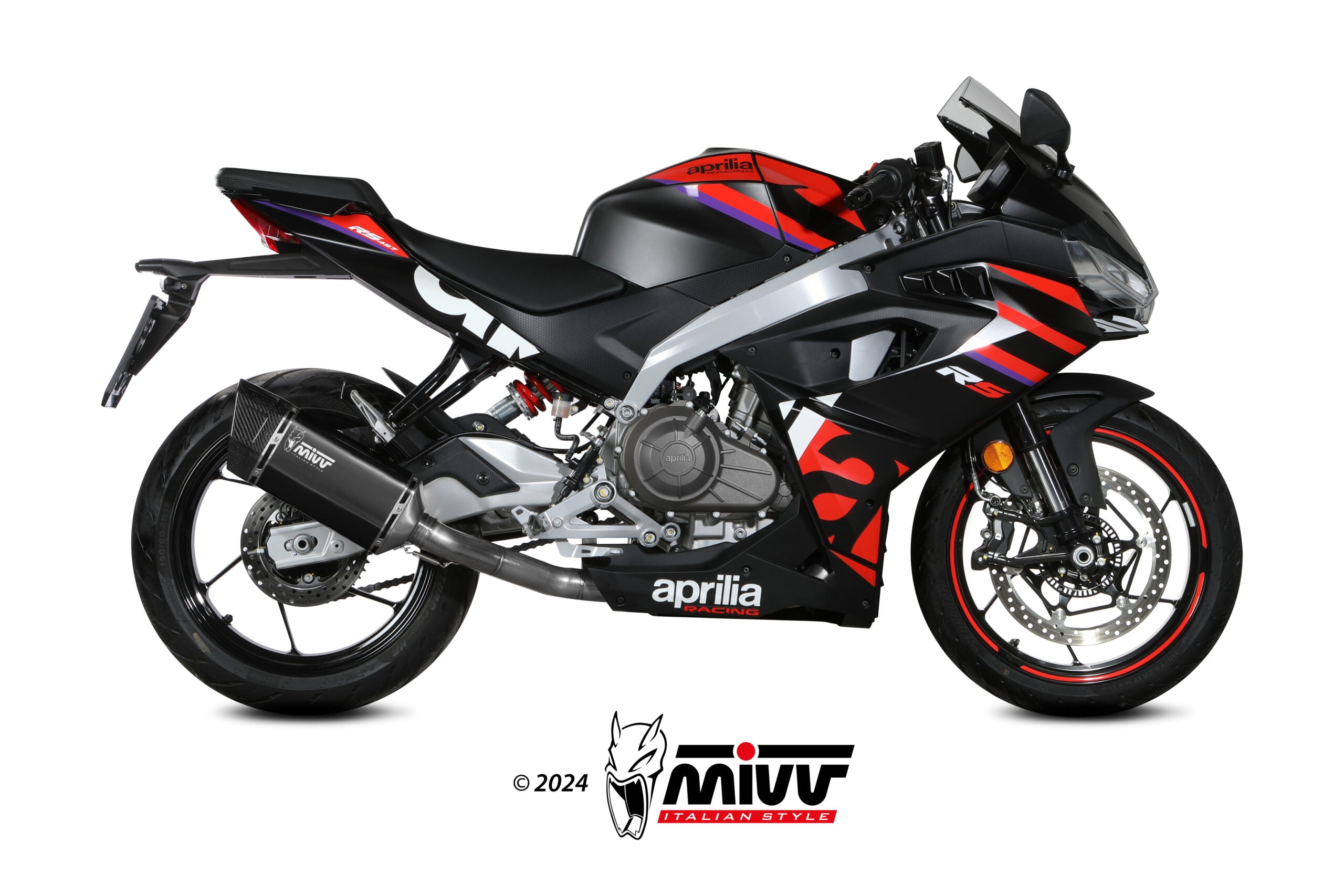 SCARICO COMPLETO ALTO IN ACCIAIO INOX NERO MIVV SR-1 APRILIA RS 457 2024