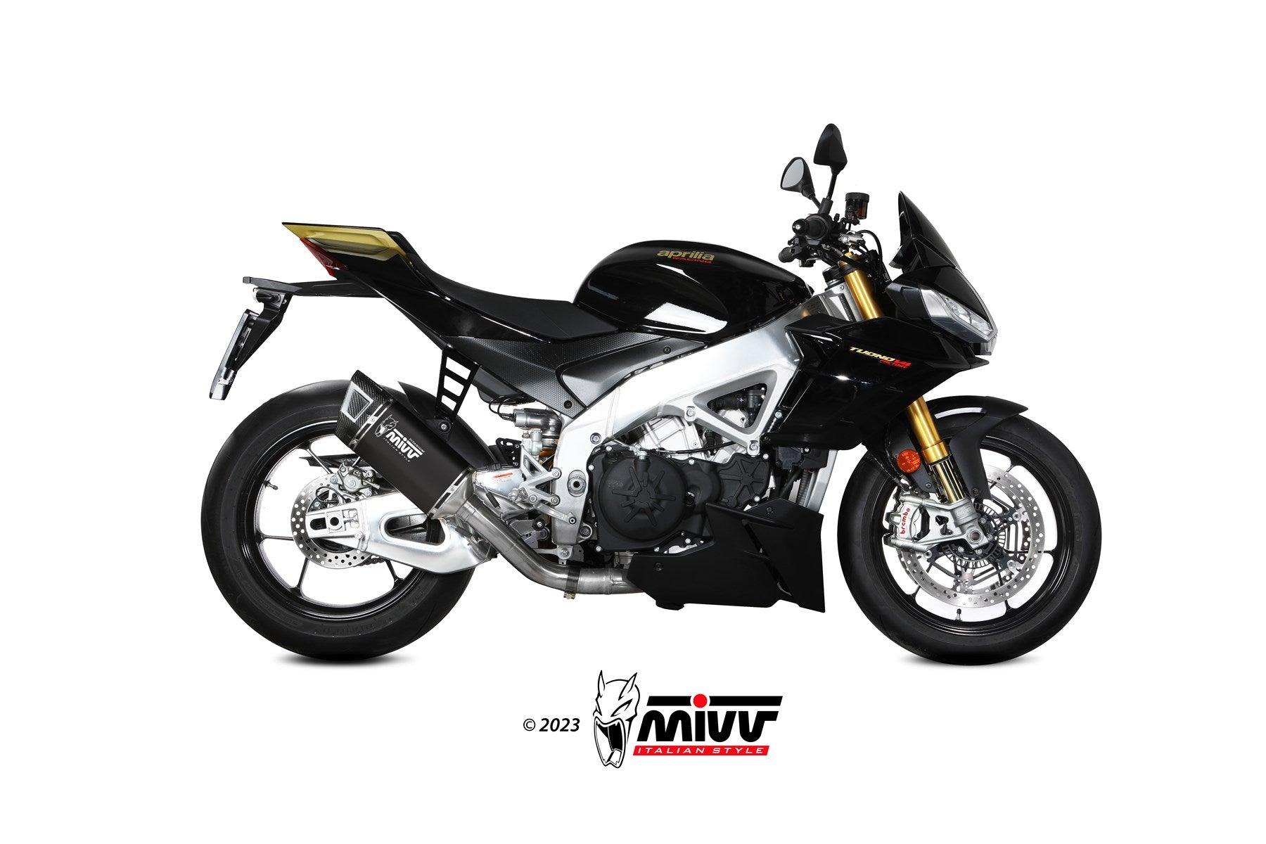 TERMINALE DI SCARICO TITANIO NERO RACING MIVV SR-1 APRILIA TUONO V4 1100 2021-24