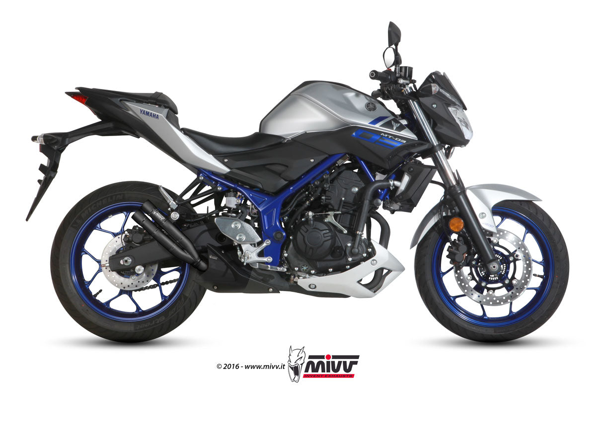 TERMINALE DI SCARICO IN ACCIAIO INOX NERO MIVV DOUBLE GUN YAMAHA MT-03 2016-2024
