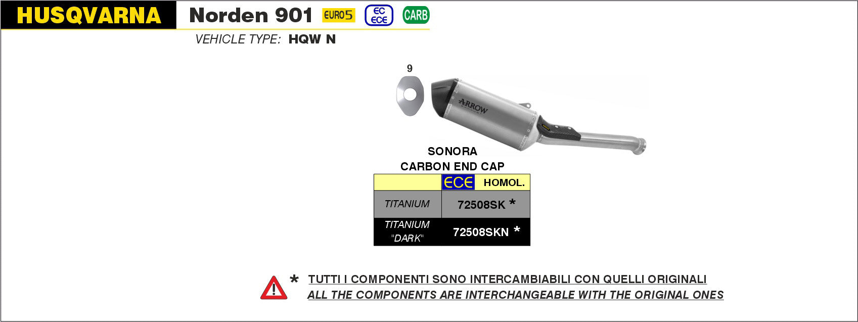 SCARICO MARMITTA SONORA TITANIO-CARBONIO ARROW HUSQVARNA NORDEN 901 2022