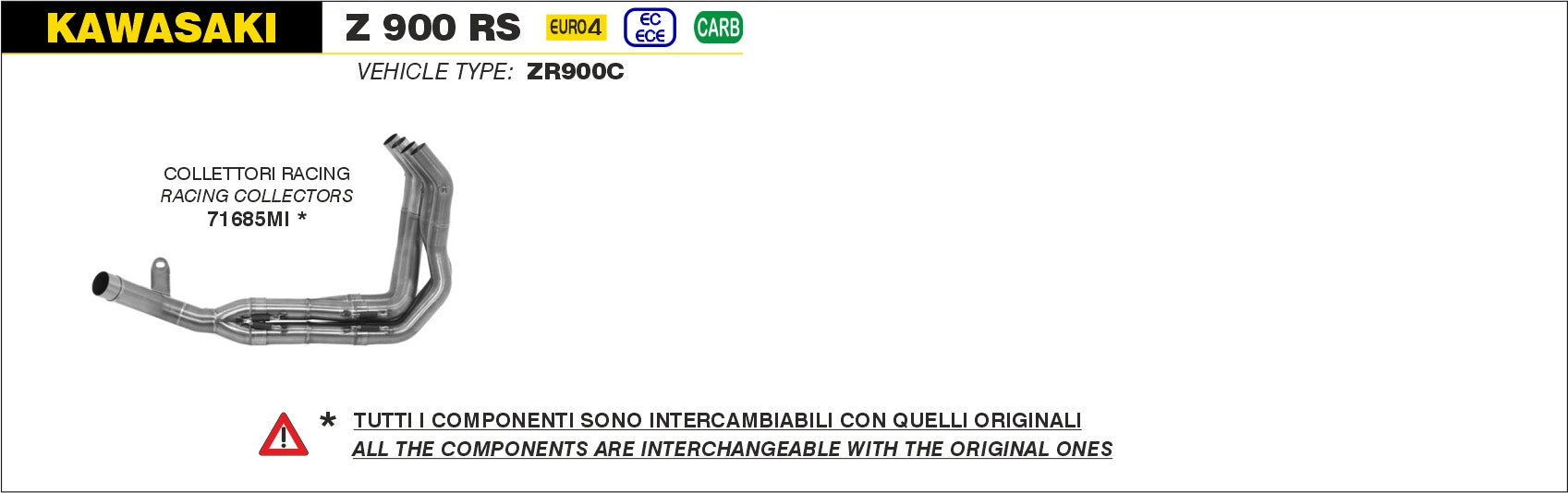 COLLETTORI RACING ARROW KAWASAKI Z 900 RS 17-20