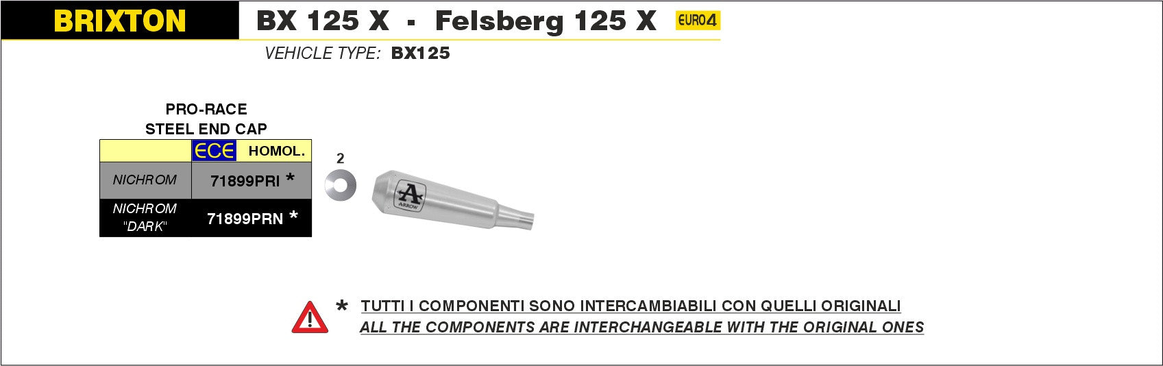 SILENCER PRO-RACE NICHROM ARROW BRIXTON FELSBERG 125 X 2019-