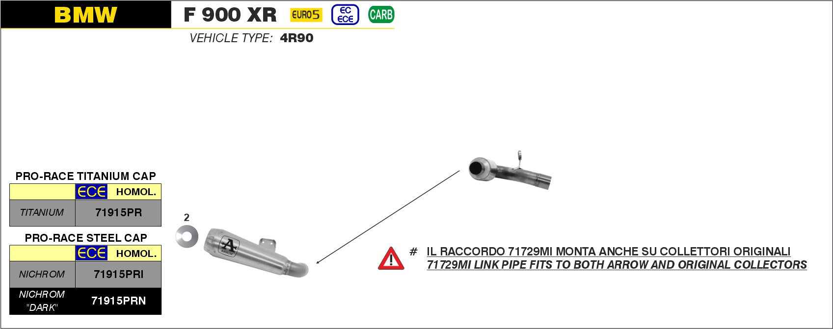 SCARICO MARMITTA PRO-RACE TITANIO-TITANIO ARROW BMW F 900 XR 2020-