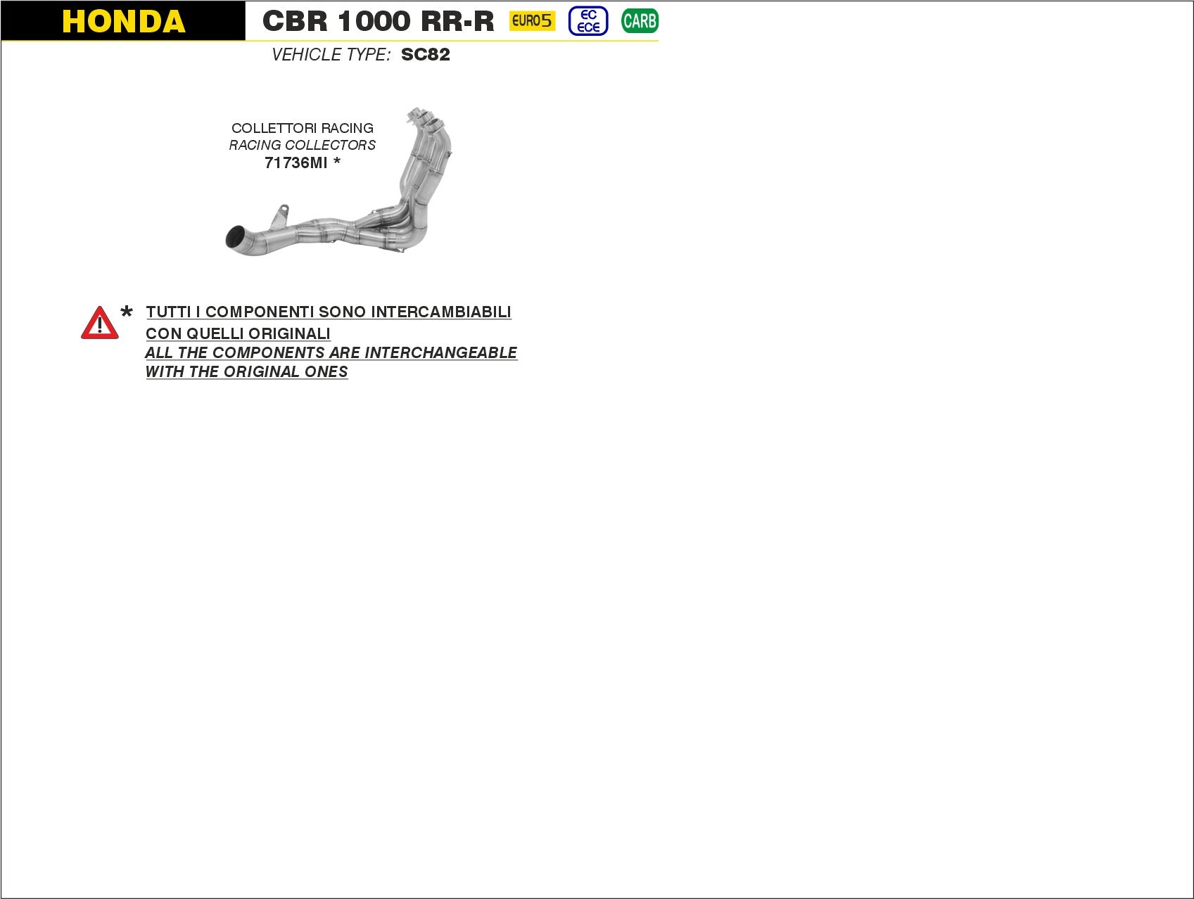 HEADERS RACING ARROW HONDA CBR 1000 RR 2020-2022