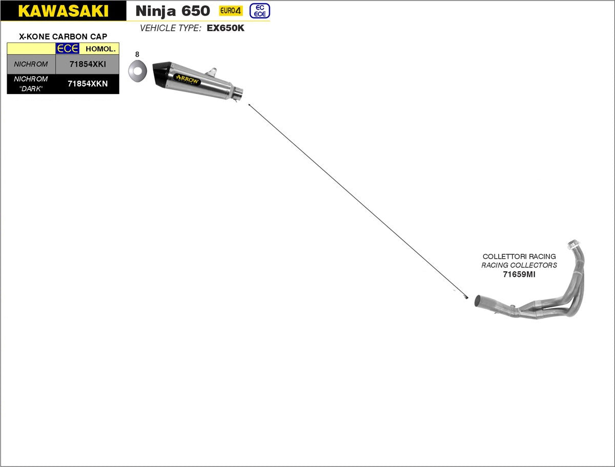 SCARICO COMPLETO OMOLOGATO X-KONE ARROW KAWASAKI Z 650 2017-20
