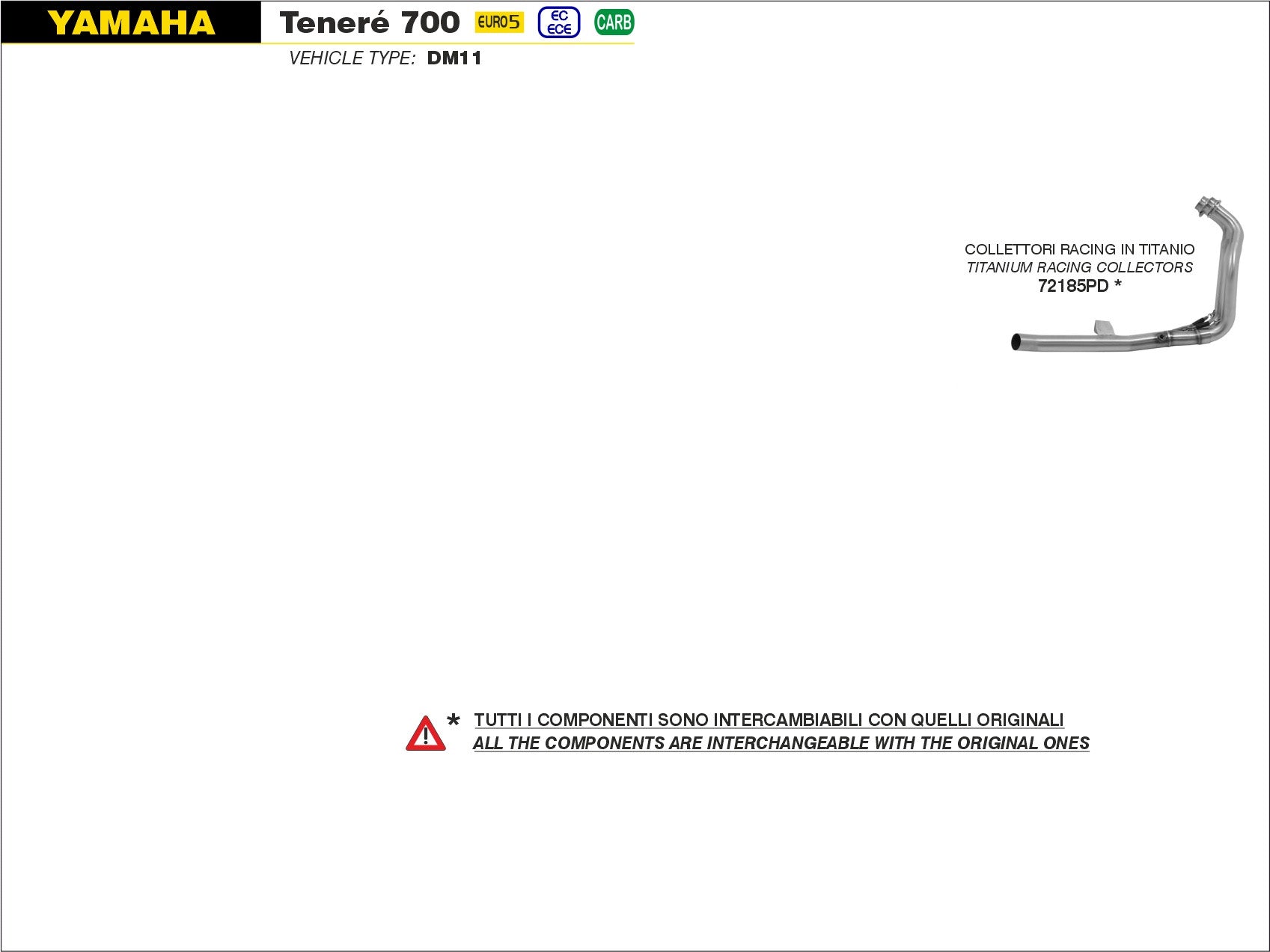 HEADERS RACING IN STAINLESS STEEL ARROW YAMAHA TENERÉ 700 2021-22