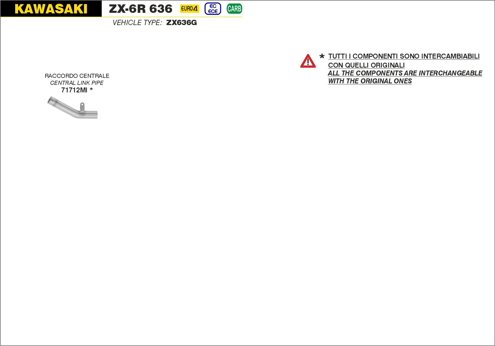 RACCORDO CENTRALE ARROW KAWASAKI ZX-6R 636 2019-20
