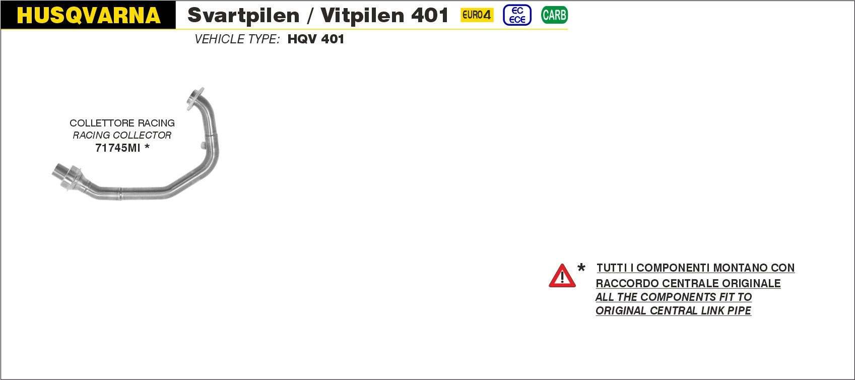 COLLETTORE RACING ARROW HUSQVARNA SVARTPILEN 401 2020>