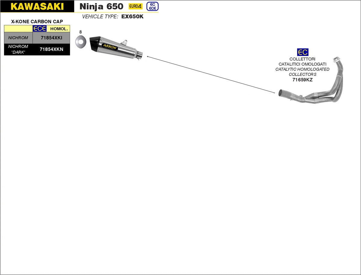 SCARICO COMPLETO OMOLOGATO EC+ECE X-KONE ARROW KAWASAKI NINJA 650 2017-20