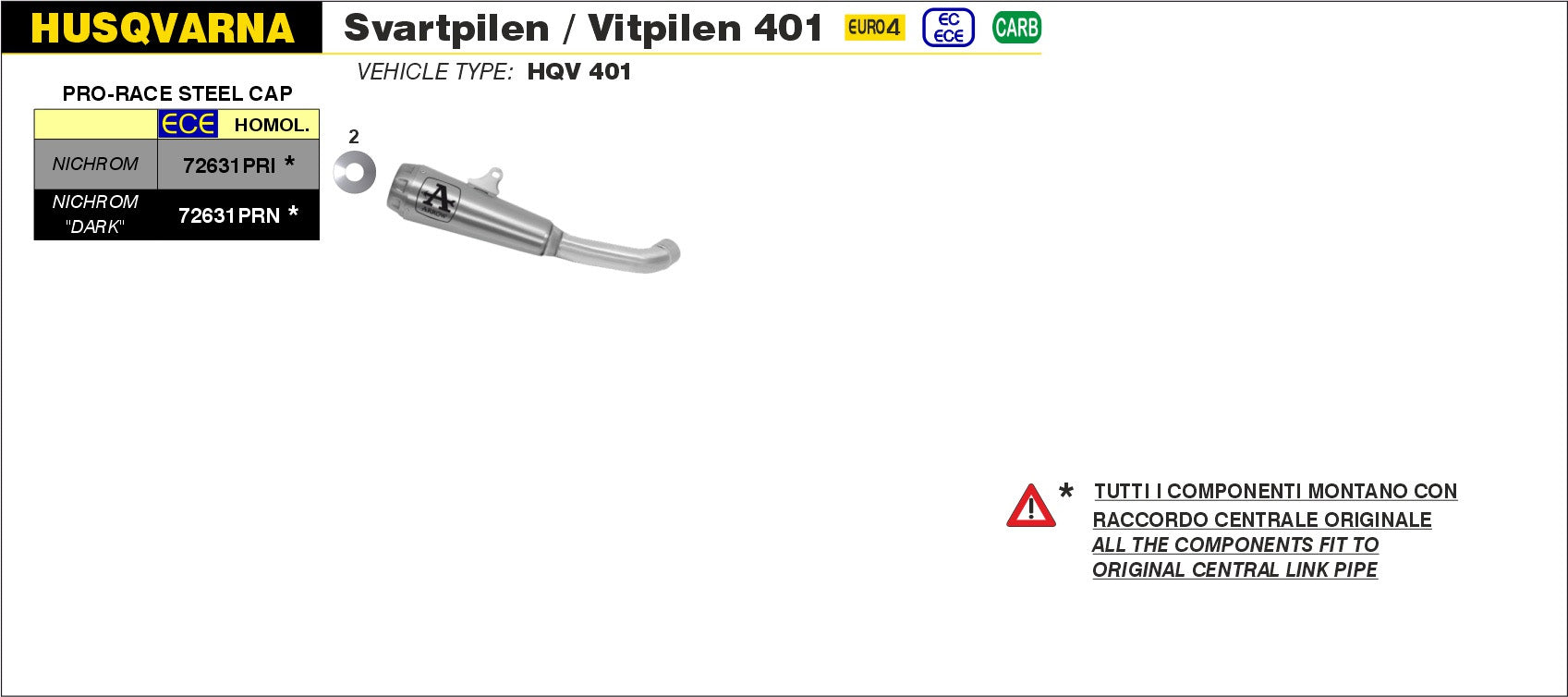 SCARICO MARMITTA PRO-RACE NICHROM ARROW HUSQVARNA SVARTPILEN 401 2020>