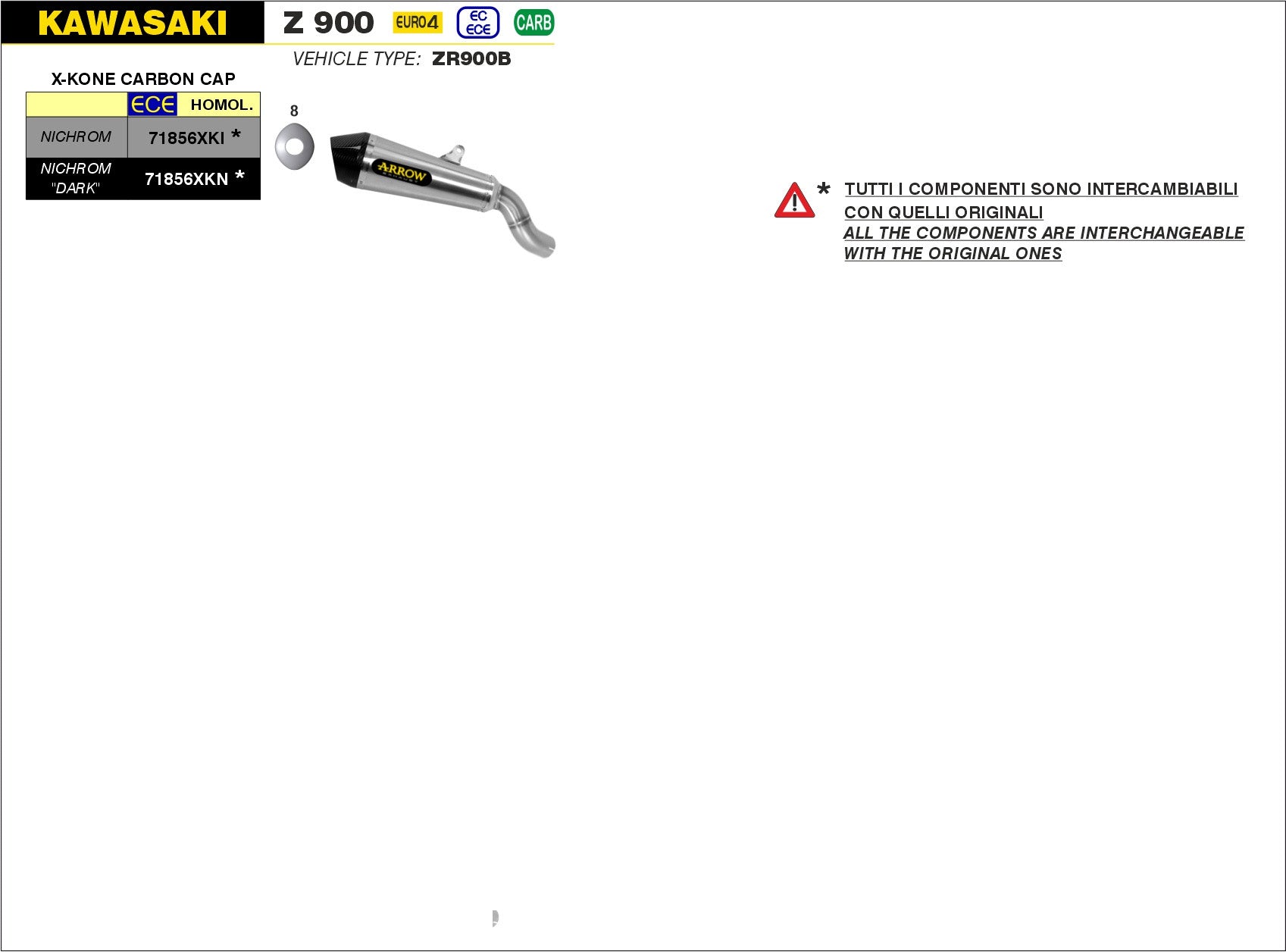 SCARICO MARMITTA X-KONE ARROW KAWASAKI Z 900 2017-19