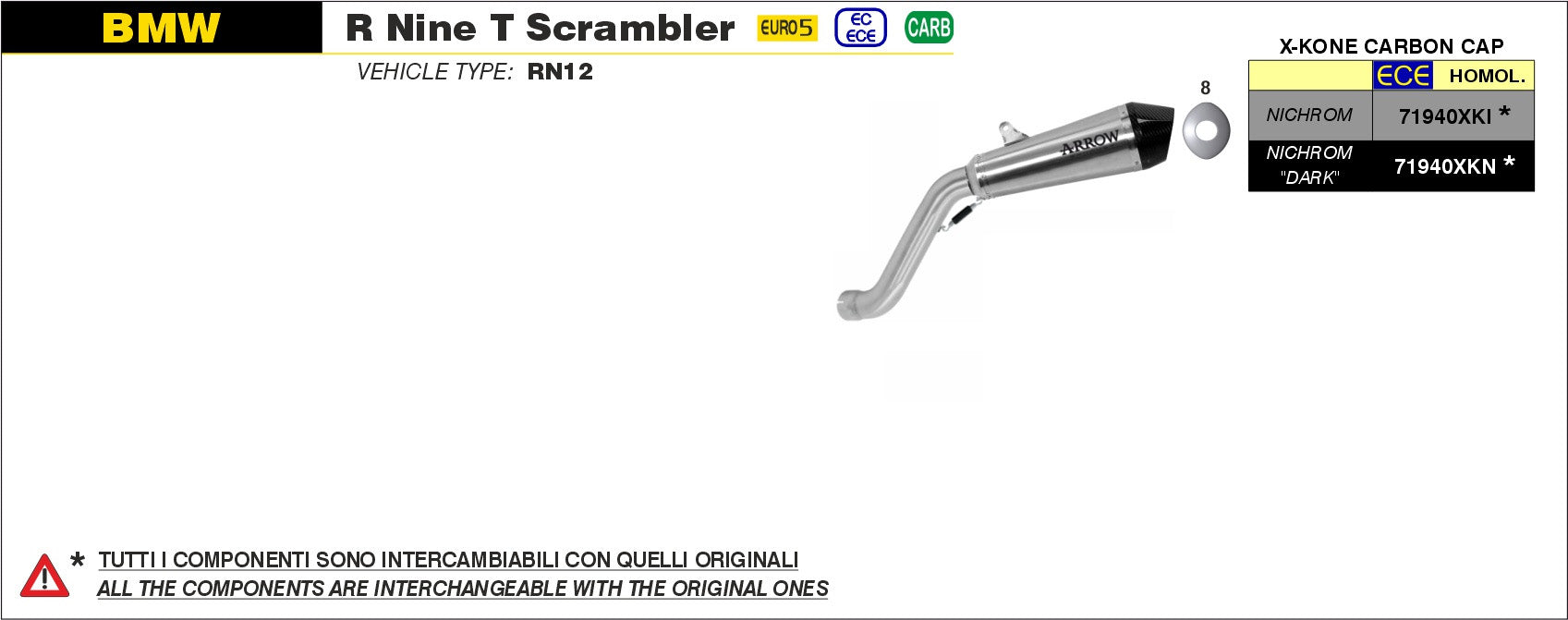 SILENCER X-KONE NICHROM ARROW BMW R NINE T SCRAMBLER 2021-22