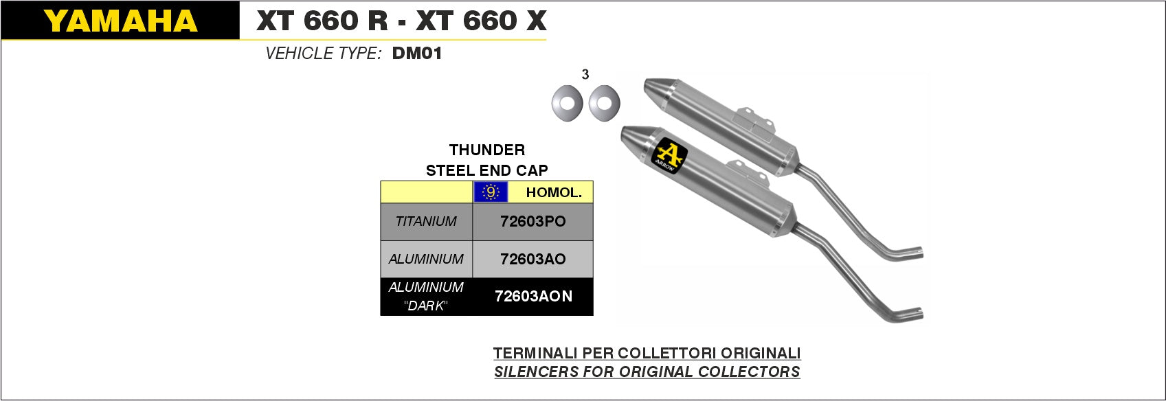 SILENCER THUNDER APPROVED TITANIUM ARROW YAMAHA XT 660 R- XT 660 X 04-16