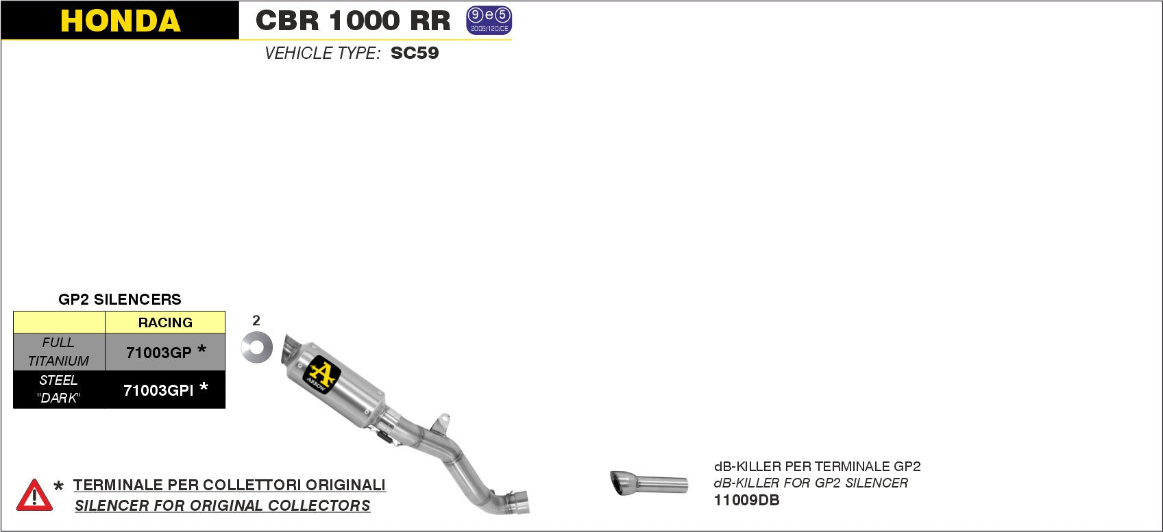 KIT SILENCER GP2 FULL TITANIUM ARROW HONDA CBR 1000 RR 08-13