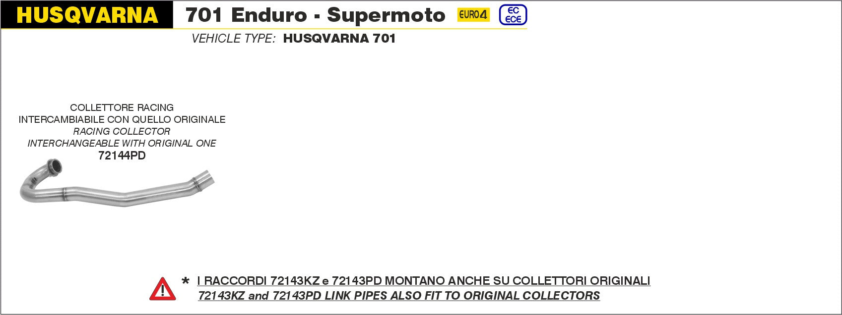 COLLETTORE RACING ARROW HUSQVARNA 701 SUPERMOTO 17-20