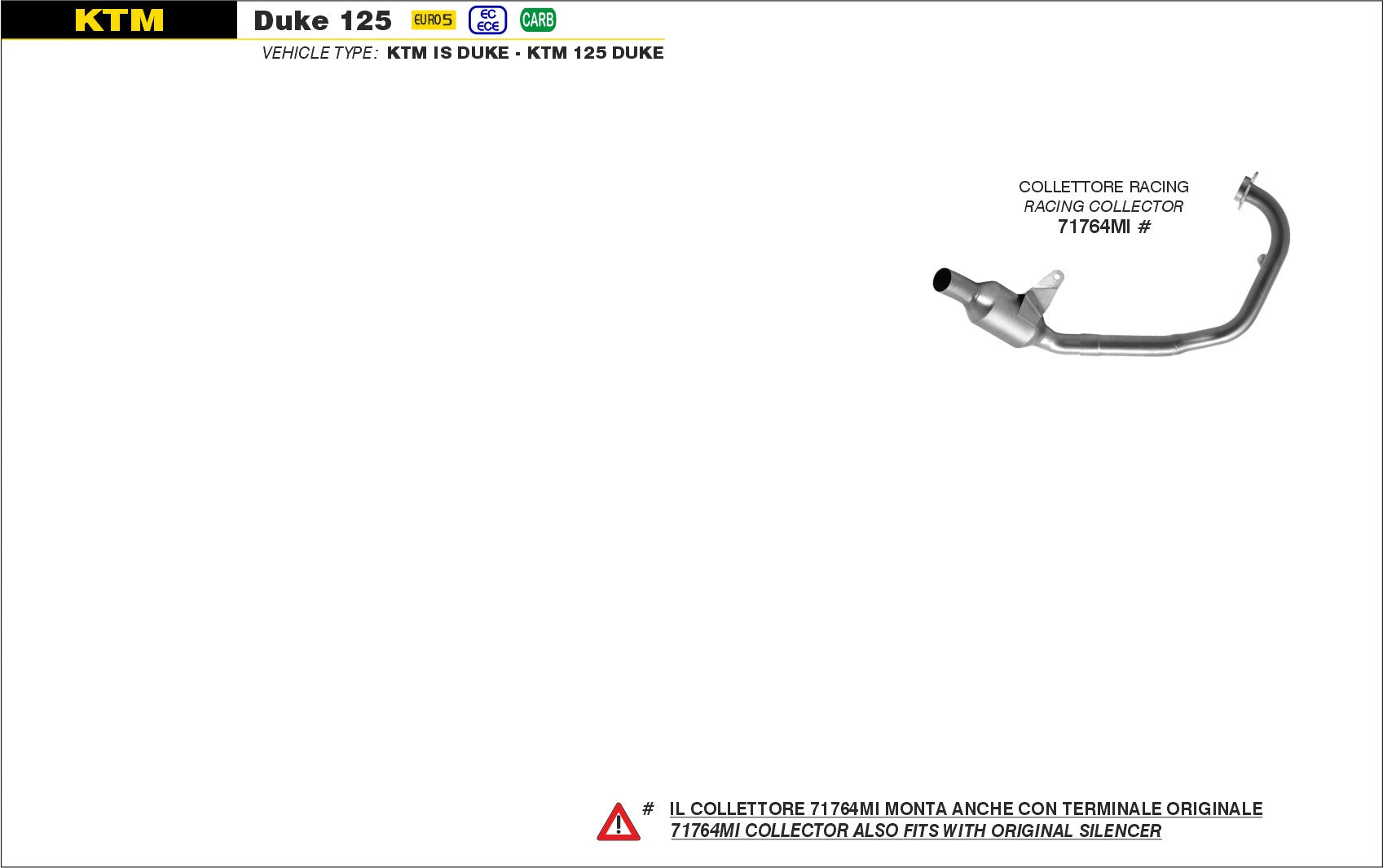 COLLETTORE RACING ARROW KTM DUKE 125 2021-22