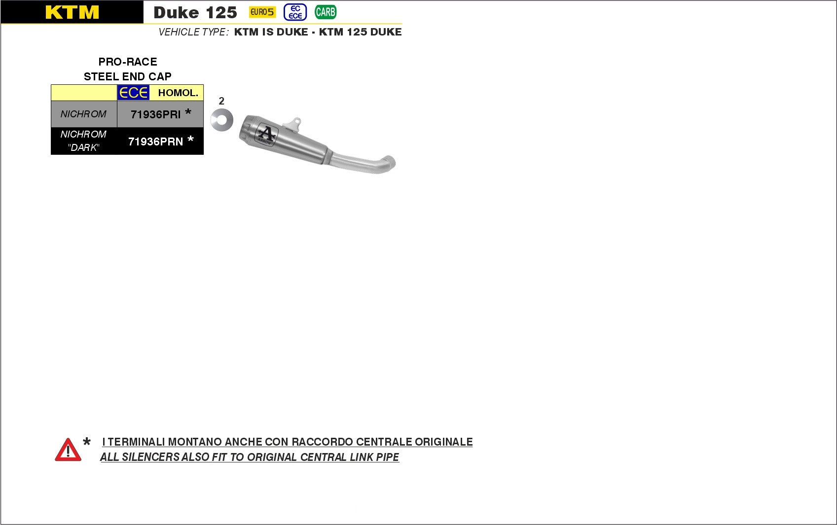 SCARICO MARMITTA PRO-RACE NICHROM ARROW KTM DUKE 390 2021-22