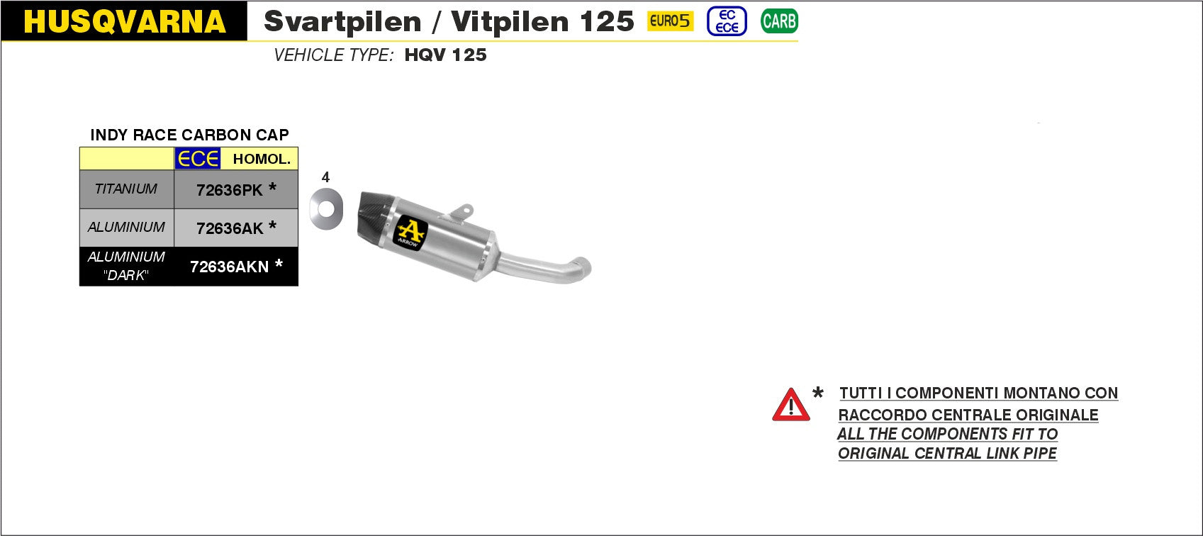 SCARICO TITANIO-CARBONIO ARROW HUSQVARNA SVARTPILEN / VITPILEN 125 2021>