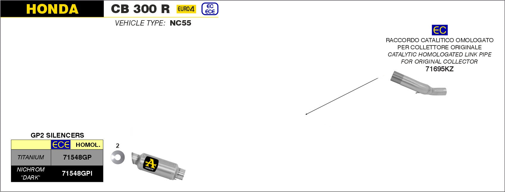 KIT SILENCER GP2 FULL TITANIUM ARROW HONDA CB 300 R 2018-20
