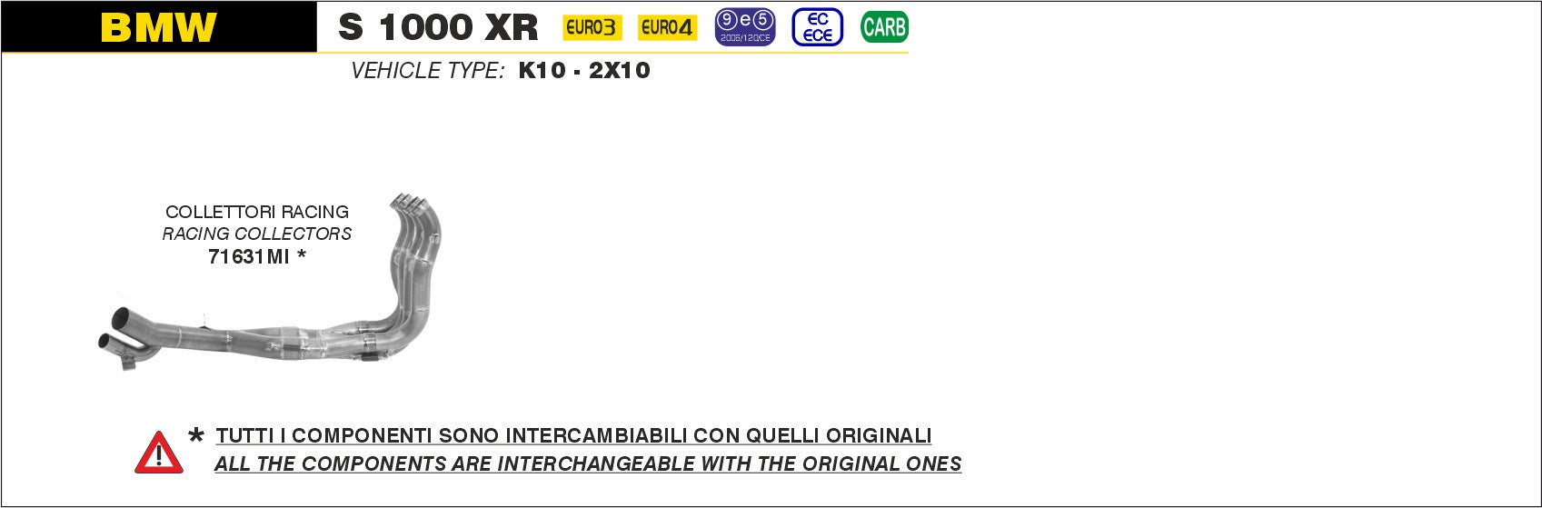 HEADERS RACING ARROW BMW S 1000 XR 2015-19