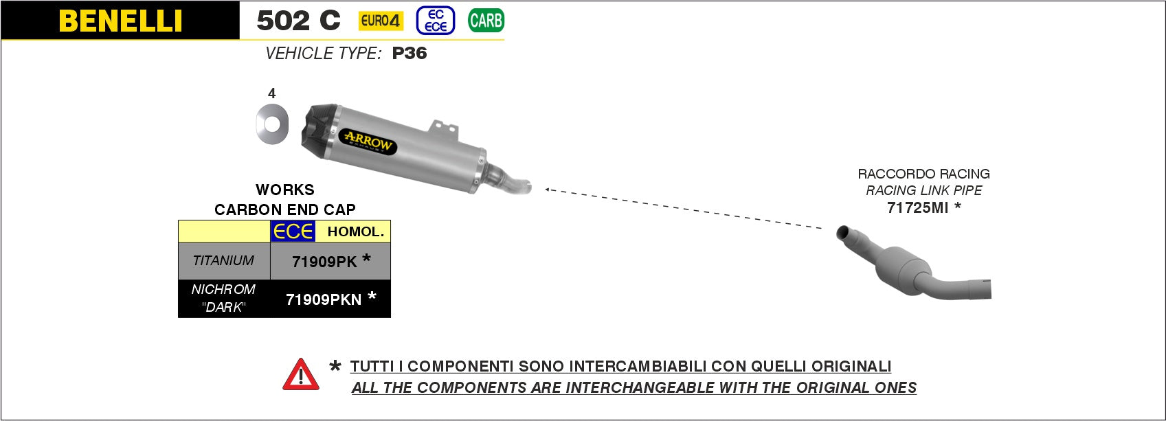 SCARICO MARMITTA WORKS IN TITANIO-CARBONIO ARROW BENELLI 502 C 2019-20