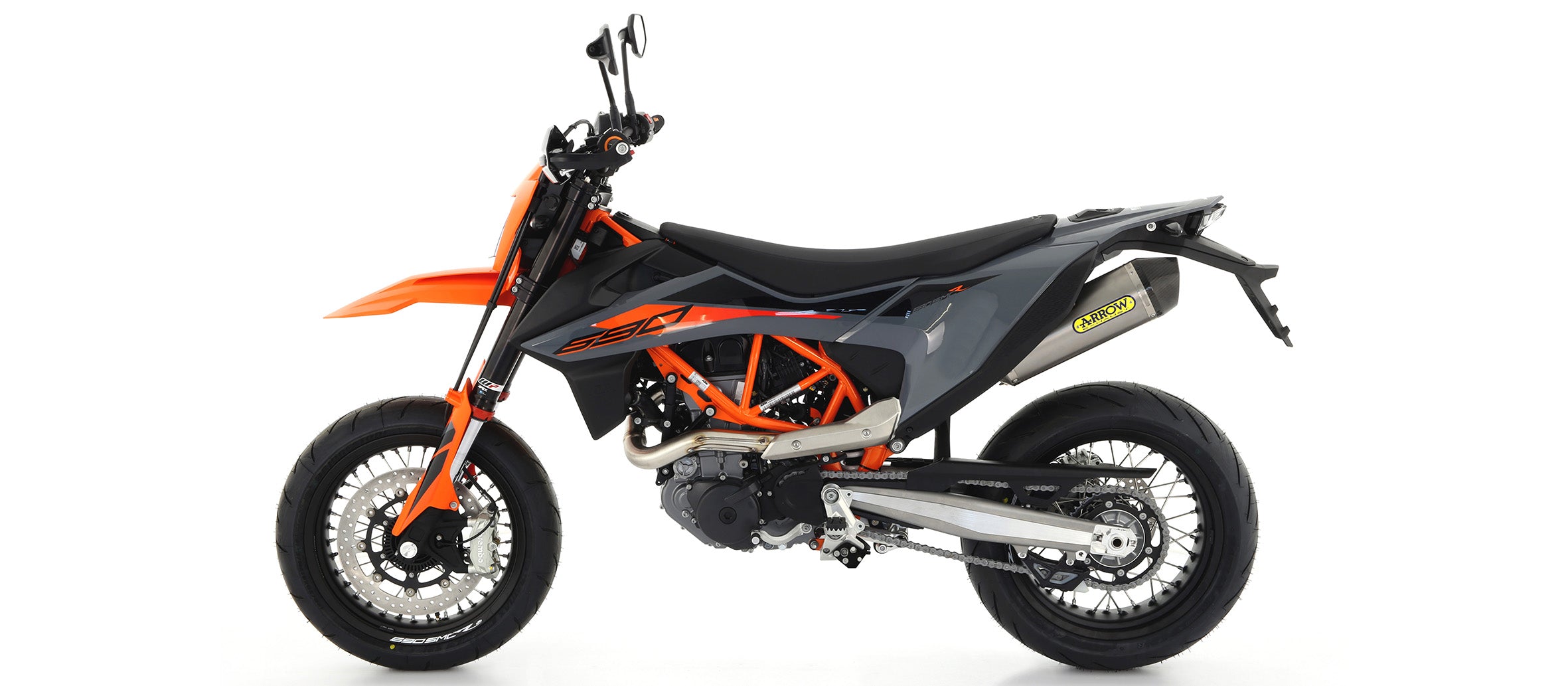 SCARICO MARMITTA OMOLOGATO E5+E9 TITANIO-CARBONIO ARROW KTM 690 SMC R 2021>