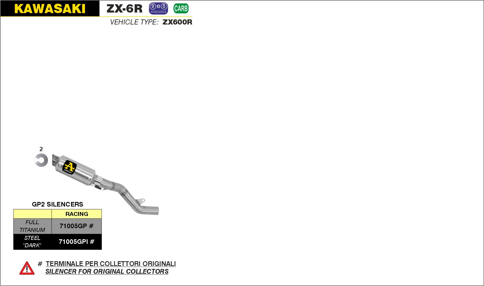 SCARICO MARMITTA GP2 FULL TITANIO ARROW KAWASAKI ZX-6R 09-16