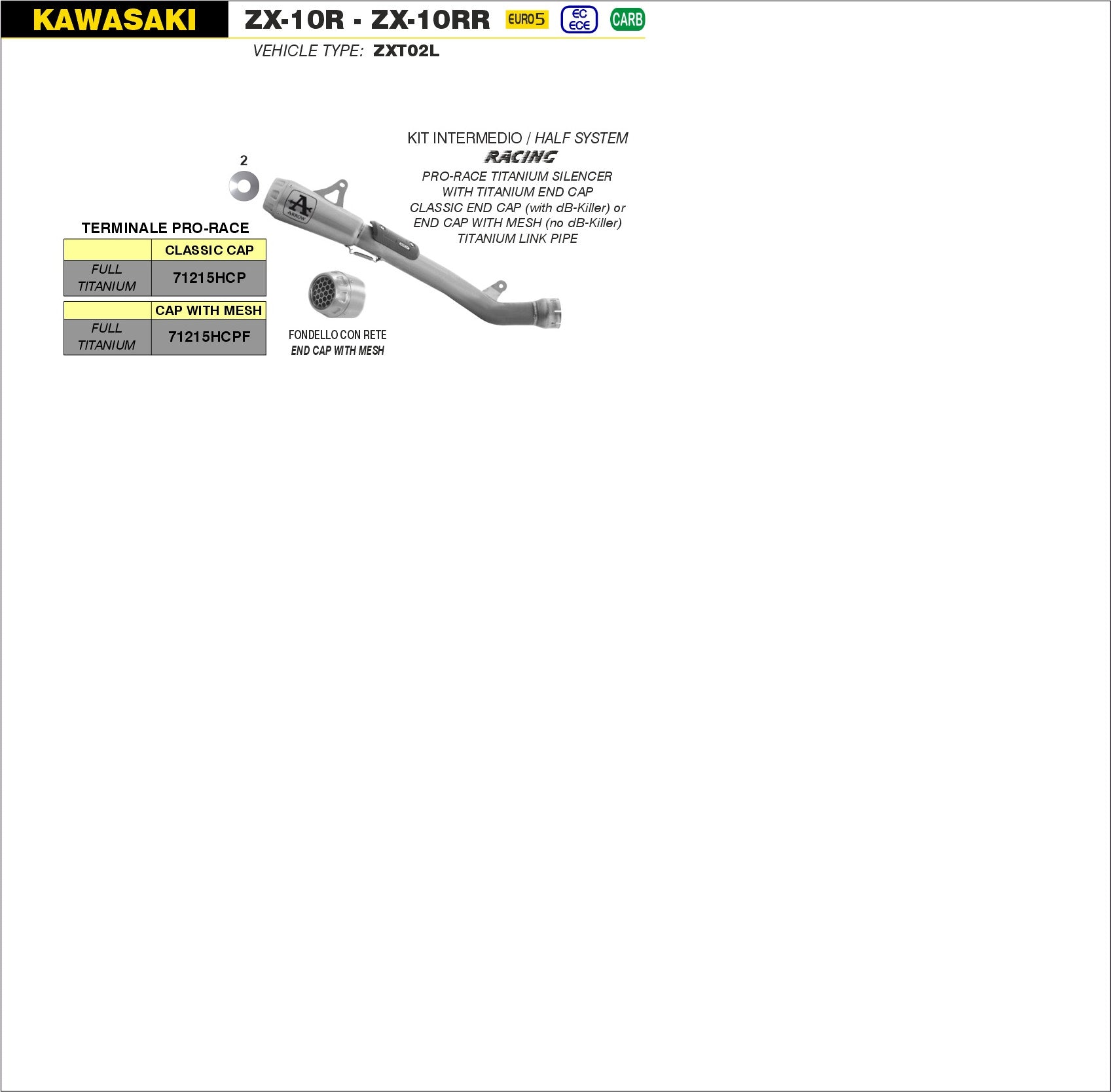 SCARICO + RACCORDO PRO-RACE FULL TITANIO RACING ARROW KAWASAKI ZX-10RR 2021>