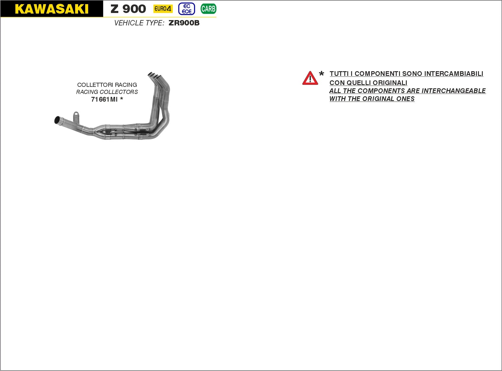 COLLETTORI RACING ARROW KAWASAKI Z 900 2017-19
