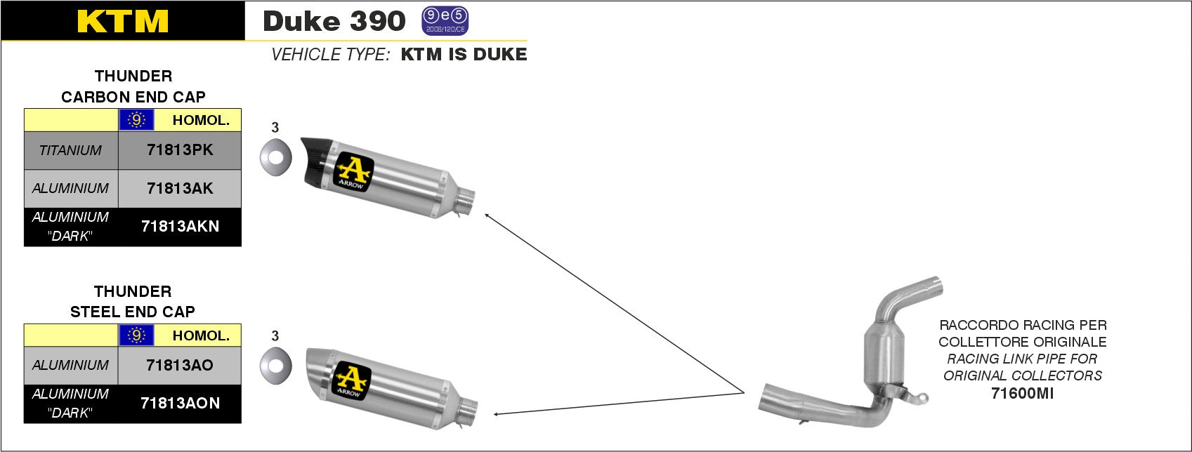 SCARICO MARMITTA RACING THUNDER TITANIO-CARBONIO ARROW KTM DUKE 390 2013-16