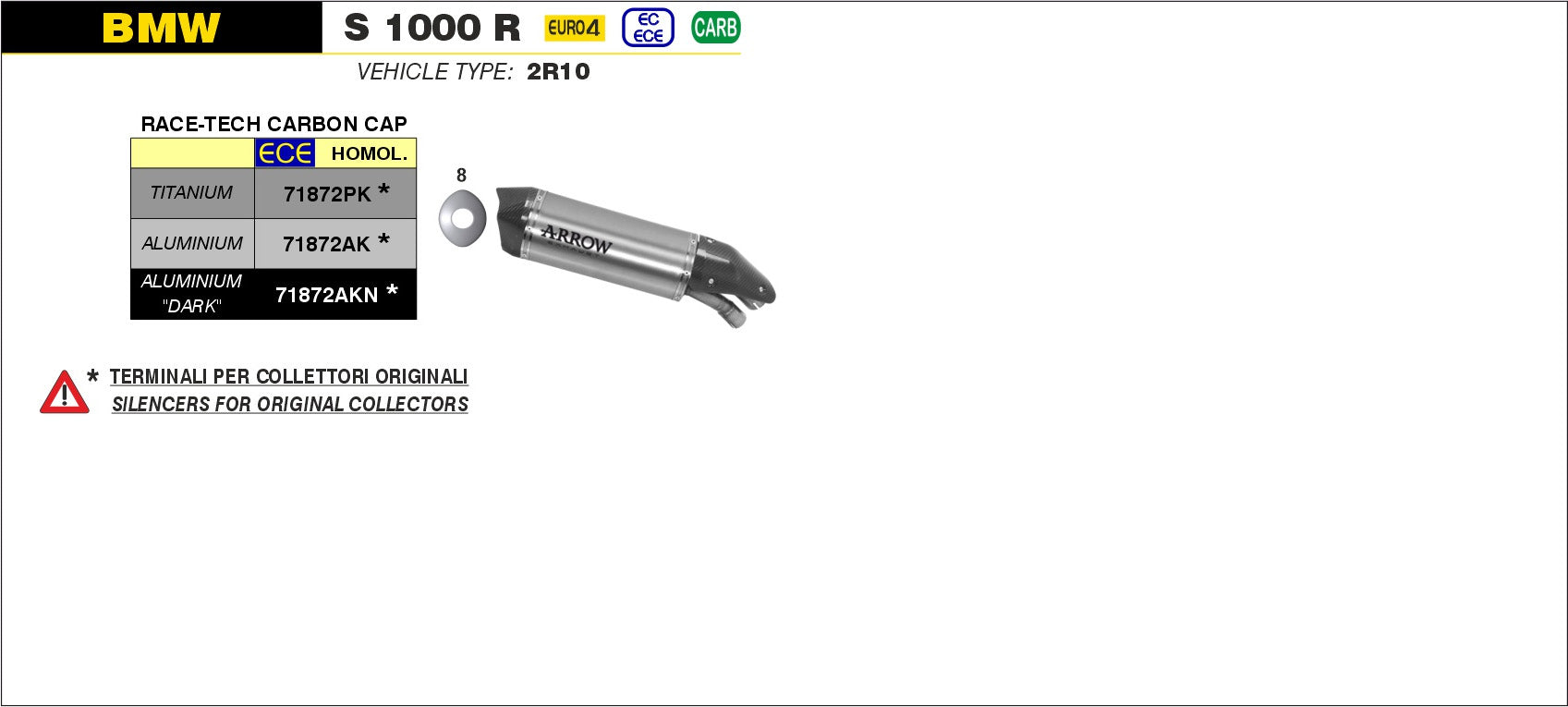 SILENCER RACE-TECH TITANIUM-CARBON ARROW BMW S 1000 R 2017-20