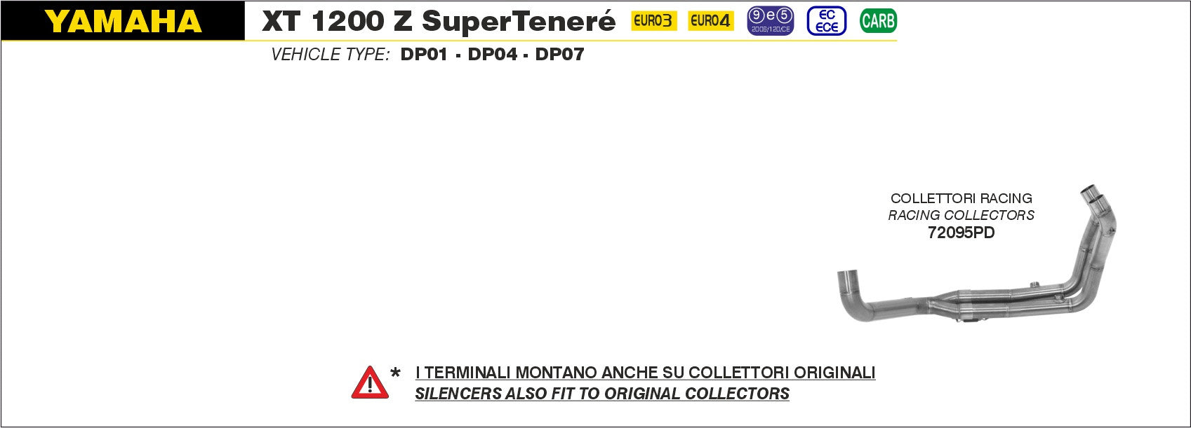 HEADERS RACING ARROW YAMAHA XT 1200Z SUPER TÉNÉRÉ 2010-20