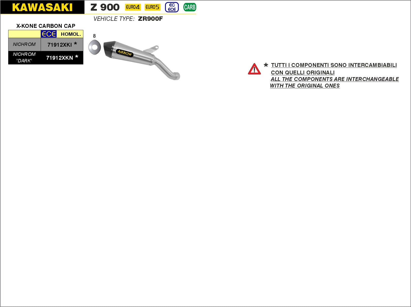 SCARICO MARMITTA X-KONE ARROW KAWASAKI Z 900 2020-2021