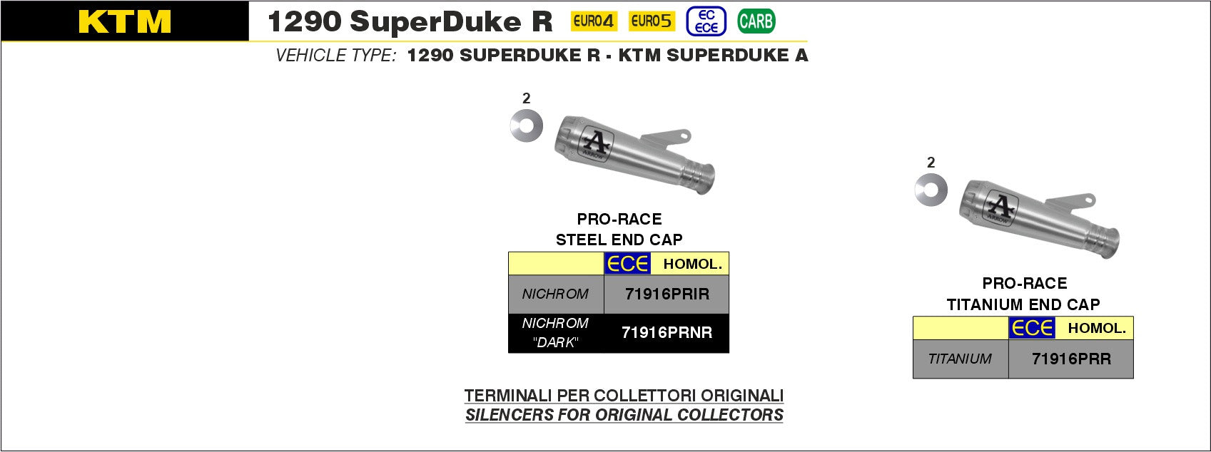 SCARICO MARMITTA PRO-RACE TITANIO ARROW KTM 1290 SUPERDUKE R 2020-