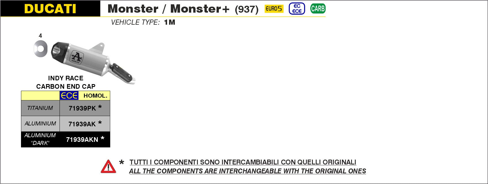 SILENCER APPROVED E5+E9 INDY-RACE NICHROM ARROW DUCATI MONSTER 937 2021-22