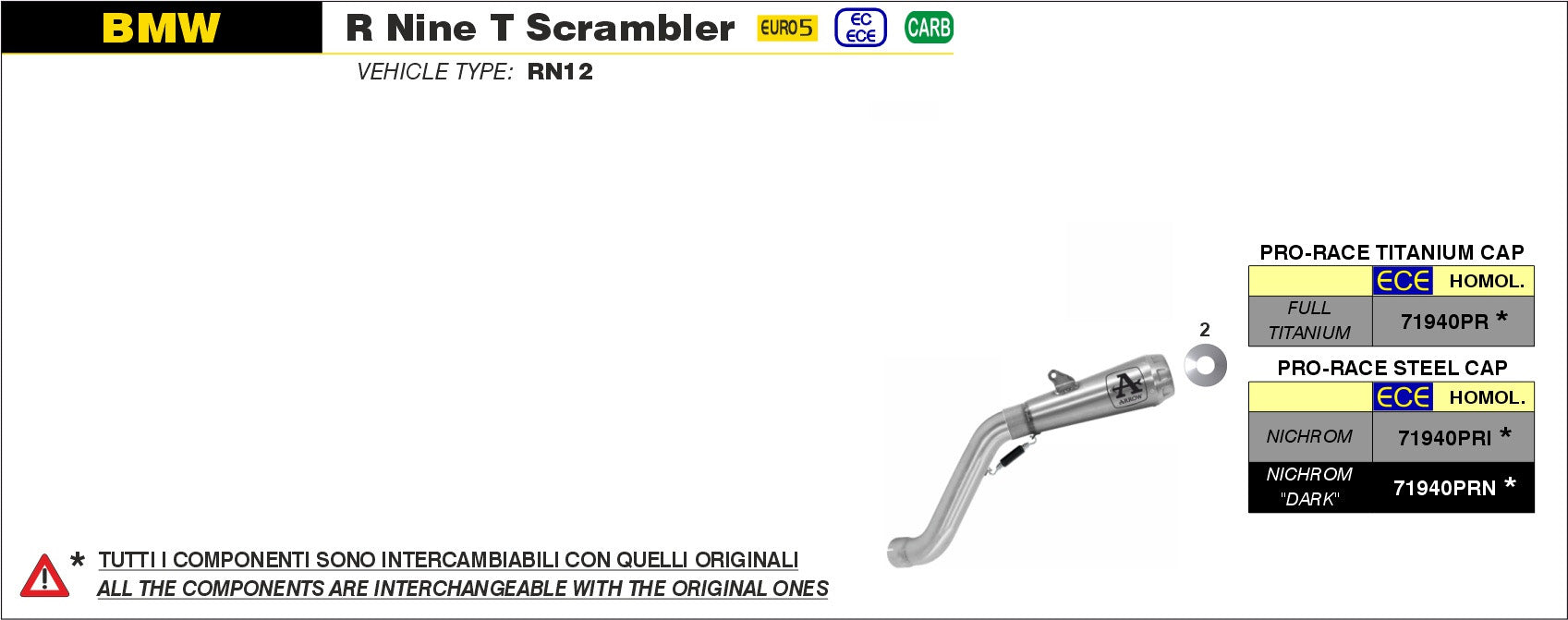 SILENCER PRO-RACE FULL TITANIUM ARROW BMW R NINE T SCRAMBLER 2021-22