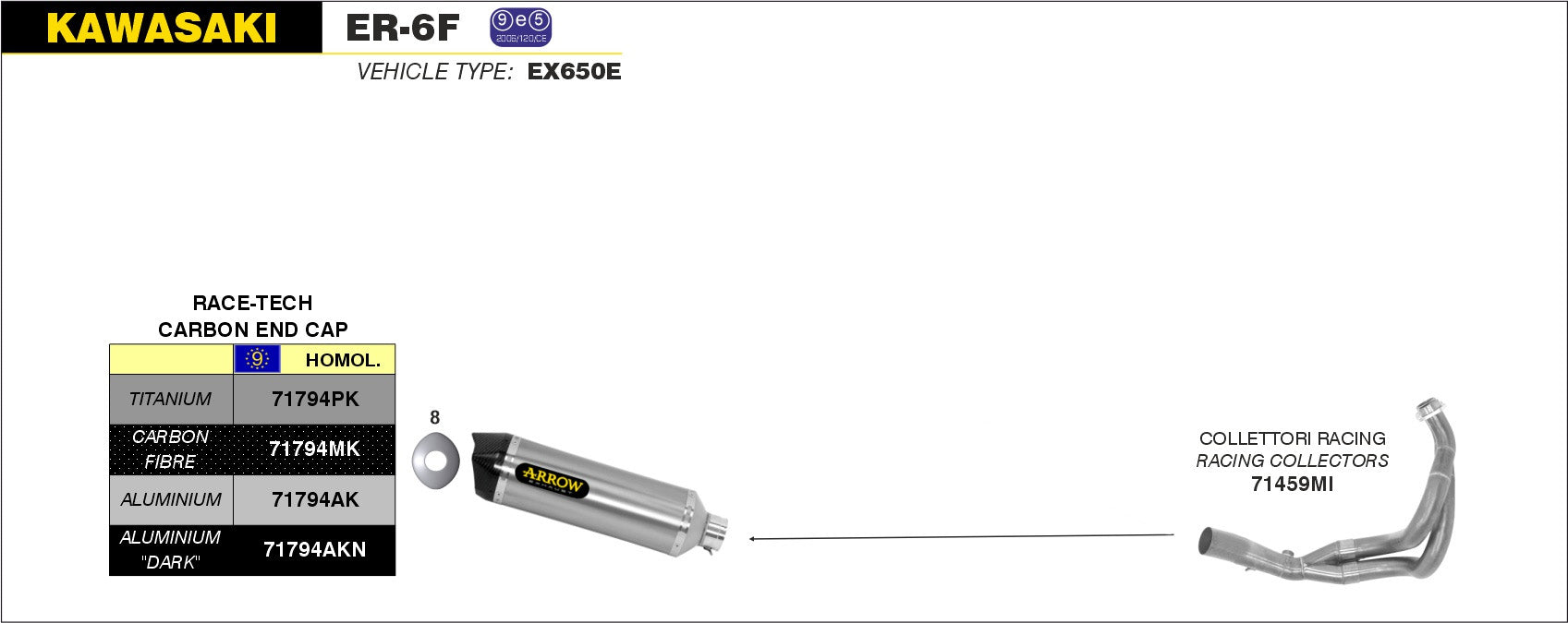 SCARICO COMPLETO RACING RACE-TECH TITANIO-CARBONIO ARROW KAWASAKI ER-6F 12-16