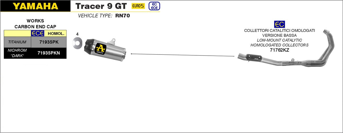 COMPLETE EXHAUST LOW WORKS RACING TIT-CARB ARROW YAMAHA TRACER 9 GT 21-22