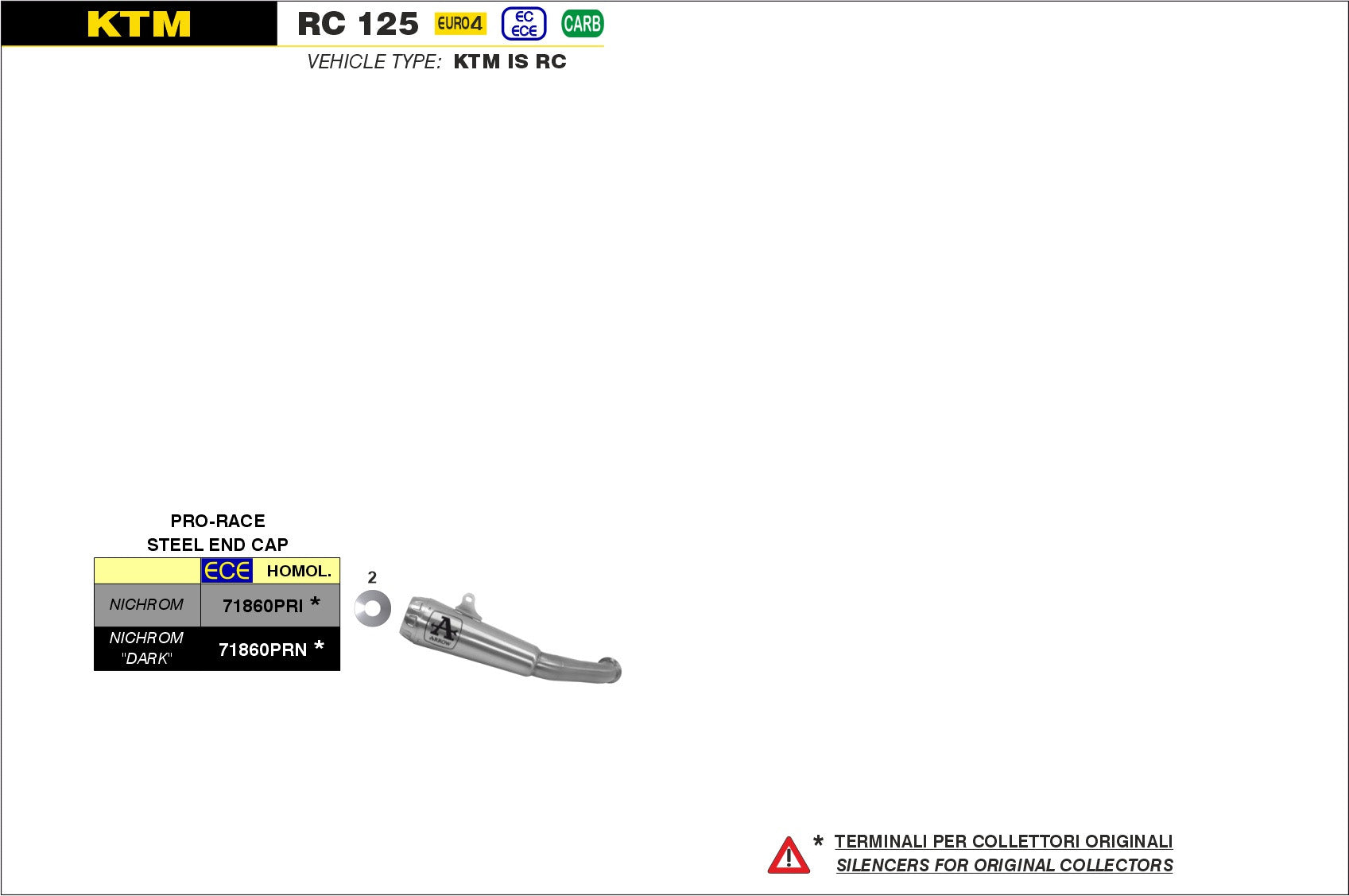 SCARICO MARMITTA PRO-RACE NICHROM ARROW KTM RC 390 2017-20