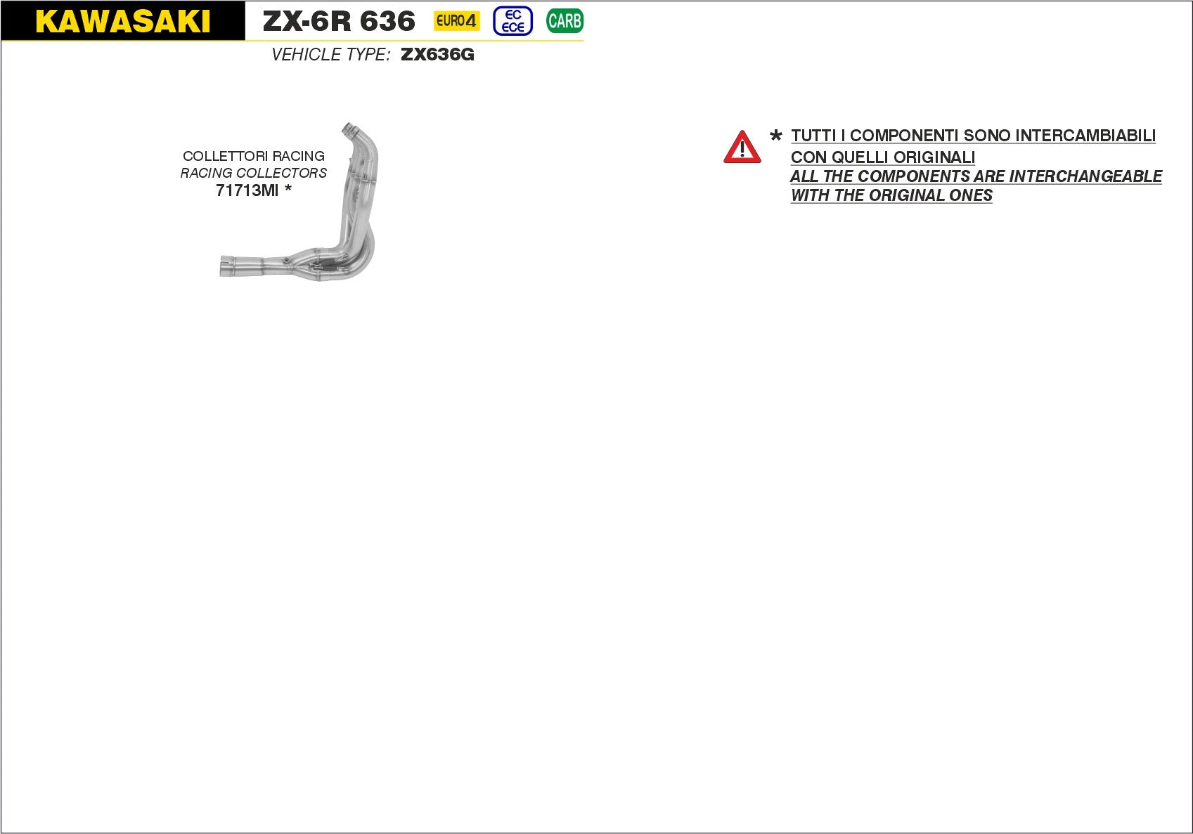 COLLETTORI RACING ARROW KAWASAKI ZX-6R 636 2019-20