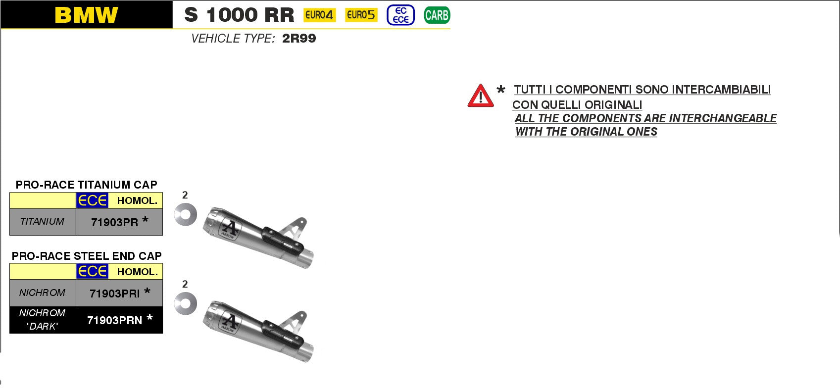 SILENCER PRO-RACE TITANIUM ARROW BMW S 1000 RR 2019-22