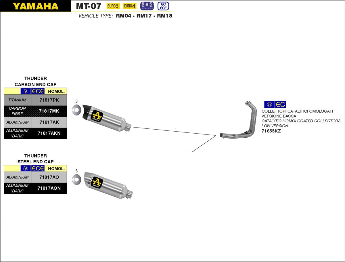 SCARICO COMPLETO EC+ECE BASSO THUNDER NERO-CARBONIO ARROW YAMAHA TRACER 700