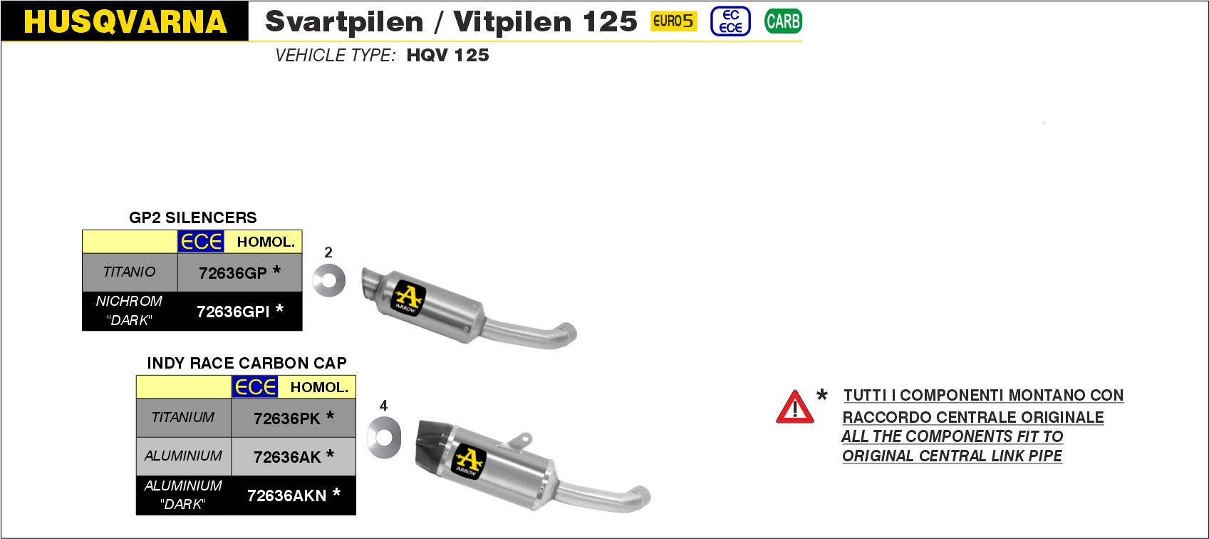 SCARICO GP2 FULL TITANIO ARROW HUSQVARNA SVARTPILEN / VITPILEN 125 2021>