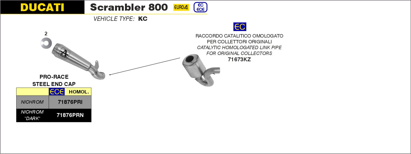KIT TERMINAL PRO-RACE NICHROM ARROW DUCATI SCRAMBLER 800 CLASSIC 17-20