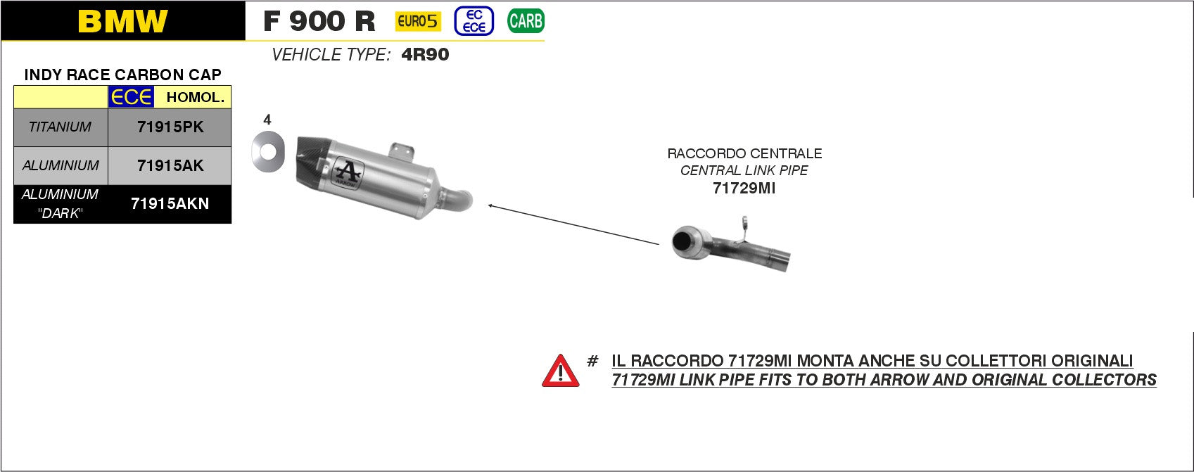 SCARICO MARMITTA INDY-RACE IN TITANIO-CARBONIO ARROW BMW F 900 R 2020-