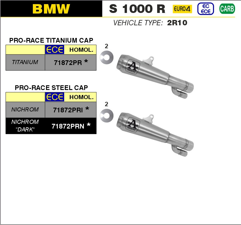 SILENCER PRO-RACE TITANIUM ARROW BMW S 1000 R 2017-20