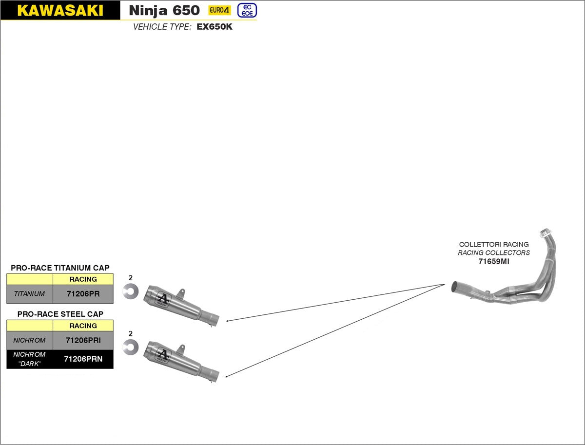 SCARICO COMPLETO OMOLOGATO PRO-RACE ARROW KAWASAKI NINJA 650 2017-20