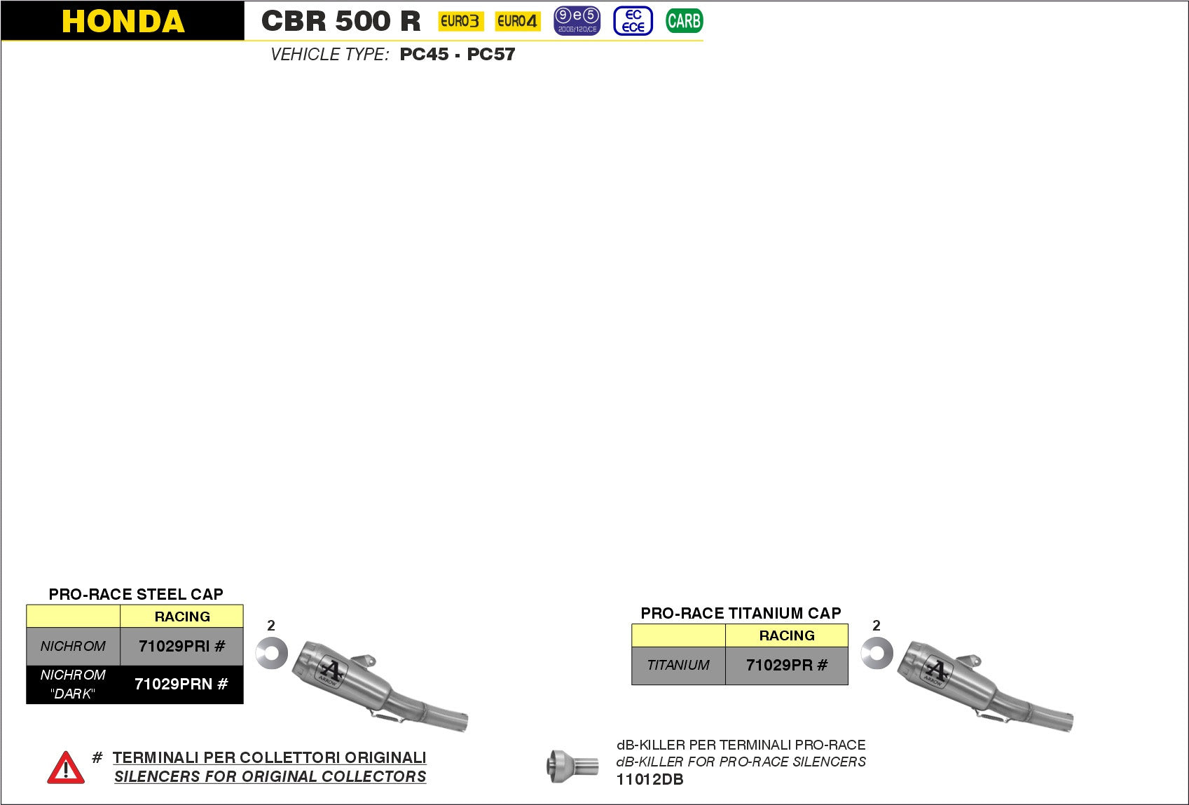 SILENCER PRO-RACE TITANIUM ARROW HONDA CBR 500 R 2016-18