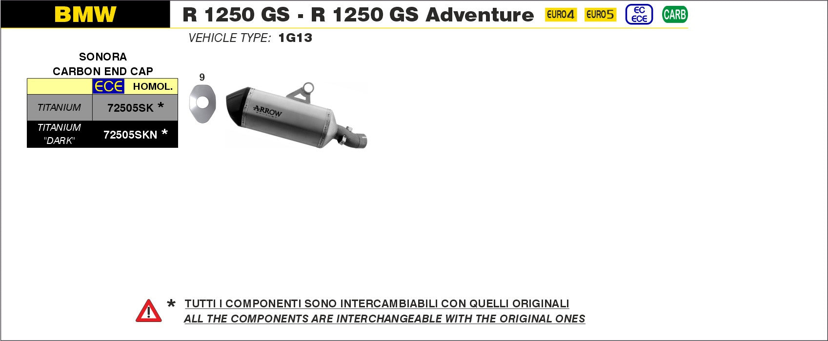 SILENCER SONORA TITANIUM-CARBON ARROW BMW R 1250 GS 2019-22